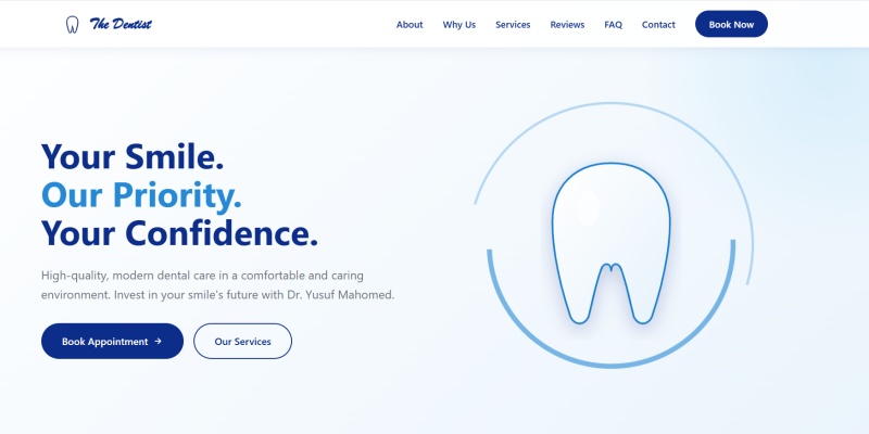 Dental Practice Website Design — The Dentist, Dr. Y. Mahomed, La Lucia website preview