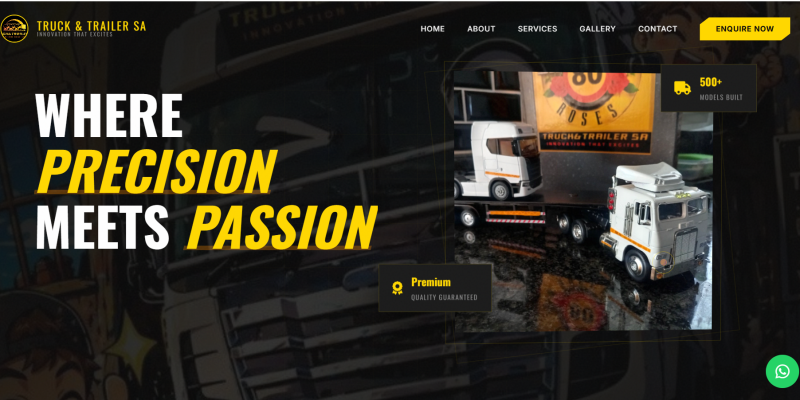 Custom Model Truck Business Website Design — Truck & Trailer SA, Durban website preview