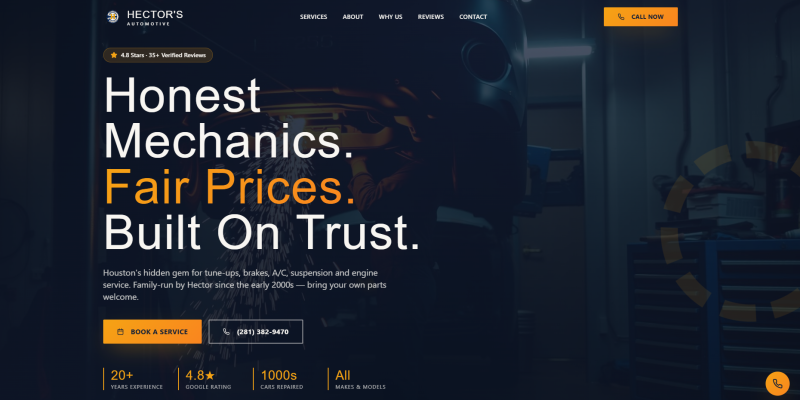 Auto Repair Shop Website Design — Hector's Automotive, Houston TX website preview